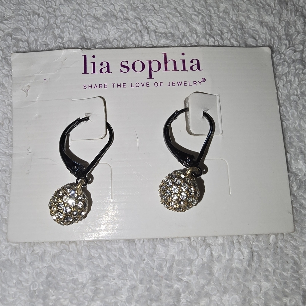 Lia Sophia Silver Crystal Drop Earrings